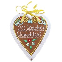 20cm Lebkuchenherz handgeschrieben mit Wunschtext (max. 20 Zeichen), Lebkuchen natur - A